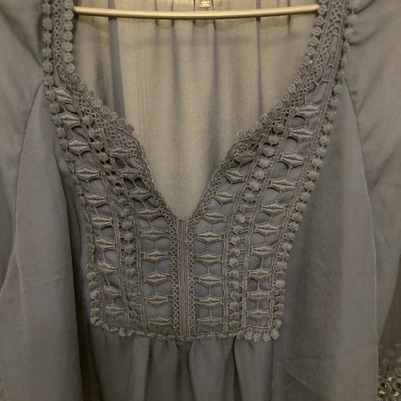 Navy Sheer Crochet Hannah Blouse Size 2XL - Picture 2 of 4